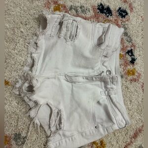 White Distressed Womens Shorts 0